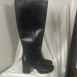 Franco Sarto Black Knee-High Block Heel Boots